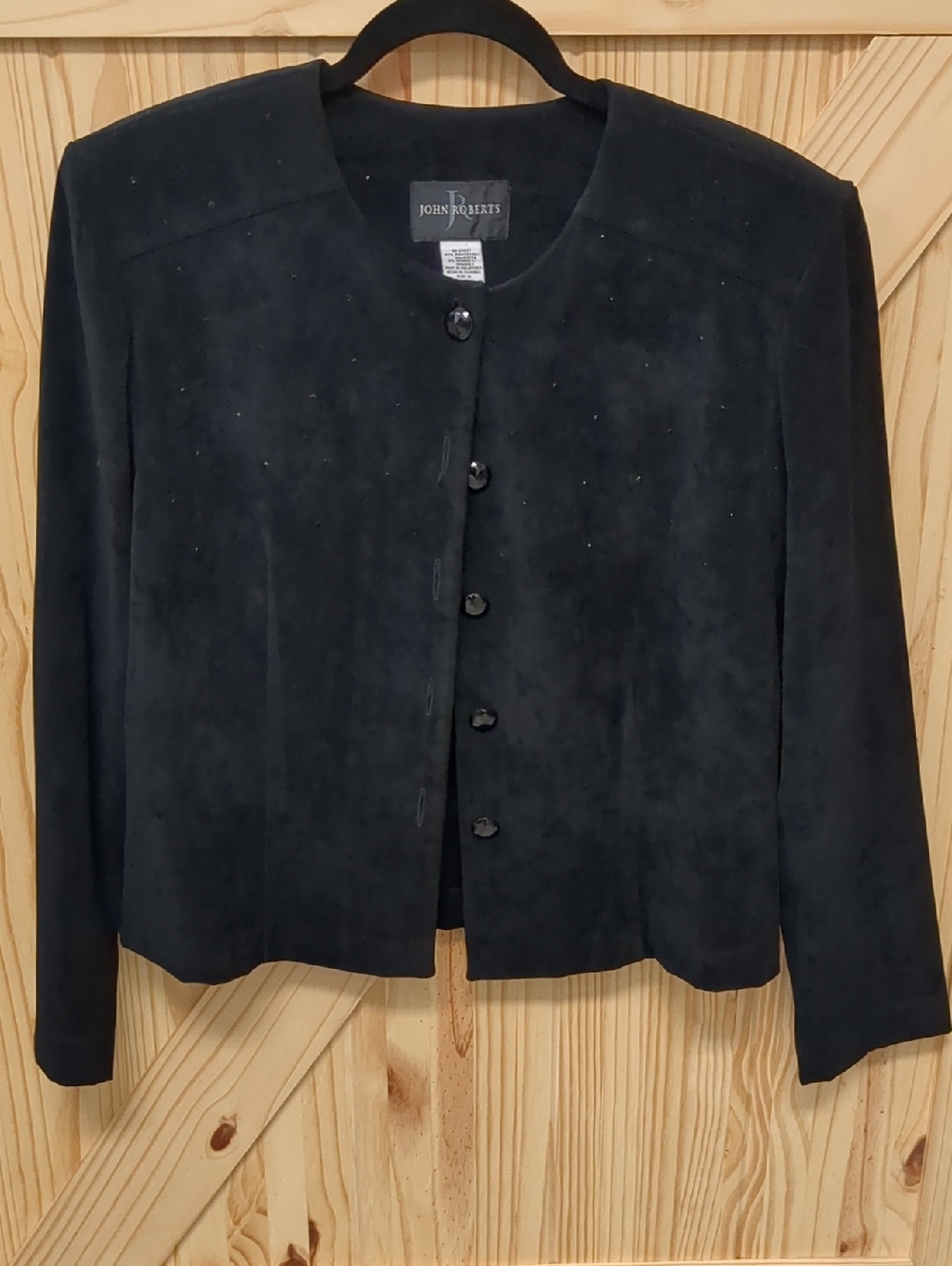 John Roberts Black Suede Sparly Button-Front Blazer